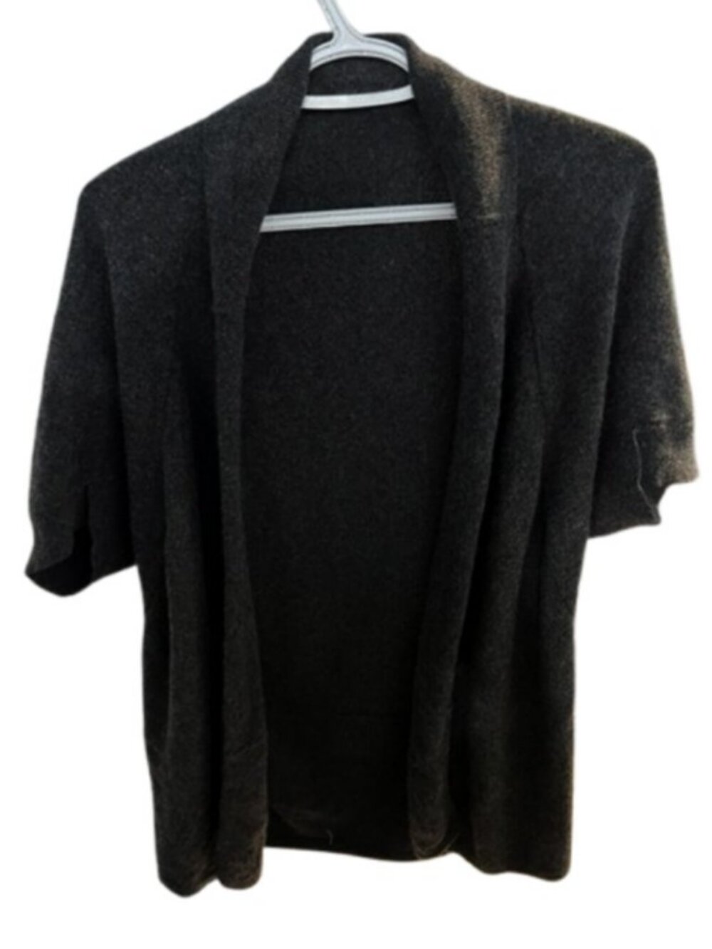 Kenar short sleeve open front cashmere cardigan dark grey women's size M